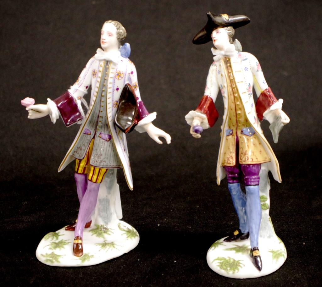 Pair German porcelain figures of gentleman dandies