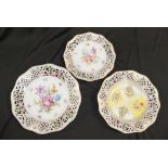 Three Dresden hand painted plates
