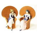 Pair Nadal Spain ceramic seated figures