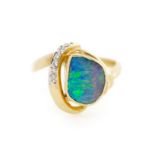 Opal and diamond 18ct yellow gold ring