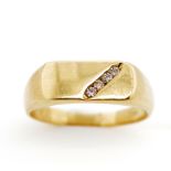 Diamond and 9ct yellow gold signet ring