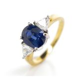 1.90ct Sapphire, diamond and 18ct yellow gold ring