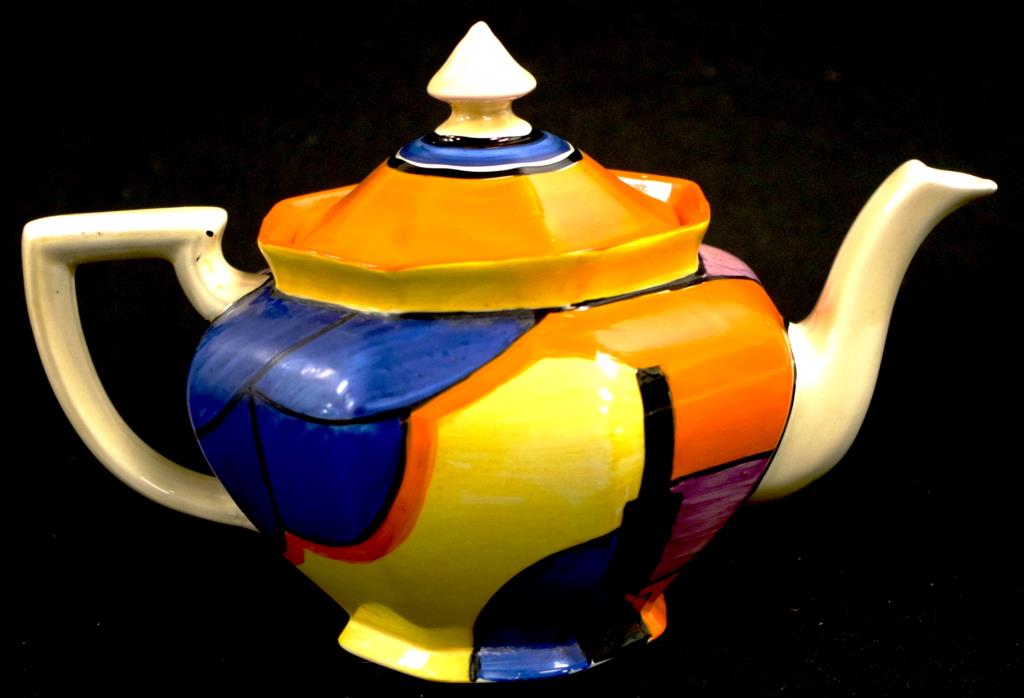 Rare Clarice Cliff Bizarre "sunray" teapot - Image 2 of 4