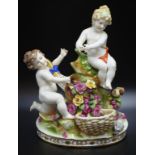 Italian Naples porcelain cherub group