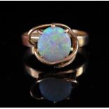 Opal set 9ct yellow gold ring