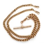 A heavy 9ct rose gold fob chain