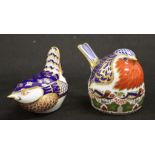 Two Royal Crown Derby Robin paperweights