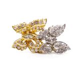 Two tone gold and diamond brooch