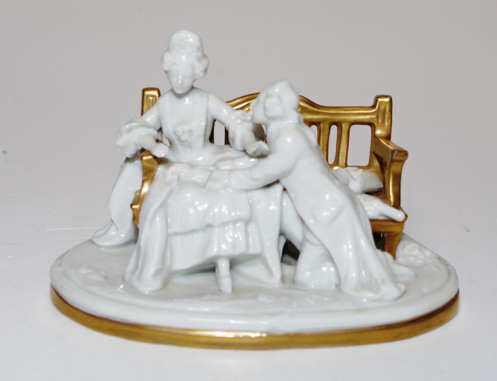 Vintage Sitzendorf porcelai Courting Couple figure - Image 2 of 4