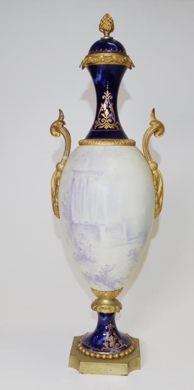 Sevres style ornamental lidded vase - Image 2 of 6