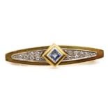 Sapphire and diamond set 18ct gold brooch