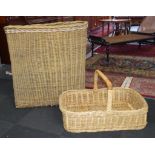 Two large cane baskets