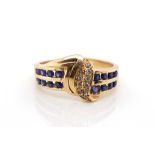 9ct yellow gold and simulant sapphire ring