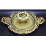 Good Vintage French ormolu ink well & stand