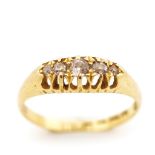Antique diamond set 18ct yellow gold ring,