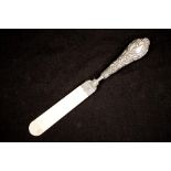 Antique sterling silver and ivory paper turner