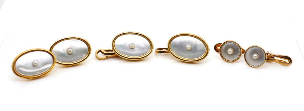 Yellow gold cufflinks and dress studs - Image 3 of 3