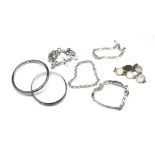 Silver and costume jewellery bracelet group