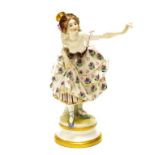 Antique German ceramic Dancing Woman figure