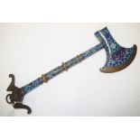 Good Japanese cloisonne ceremonial axe