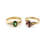 Two 9ct yellow gold rings