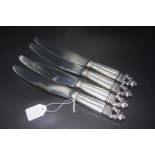 Set four Georg Jensen 'Acorn' sterling knives