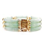 Oriental jade and 14ct yellow gold bracelet