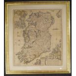 Carolus Allard hand tinted map of Ireland c.1733