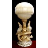 Antique Australiana alabaster cockatoo lamp