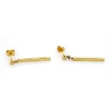 9ct yellow gold hanging bar earrings