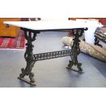 Cast iron and marble garden table