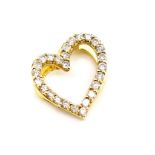 Diamond set 9ct yellow gold heart pendant