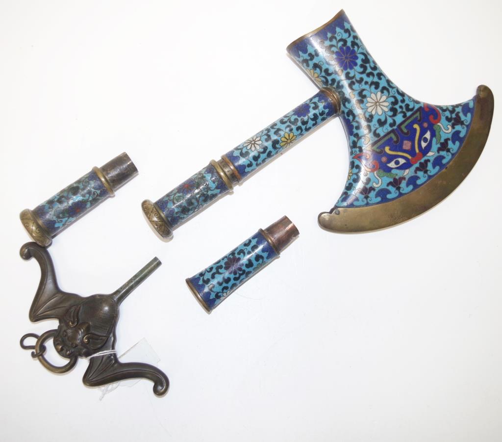 Good Japanese cloisonne ceremonial axe - Image 4 of 4