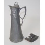 Antique Imperial Zinn lidded pewter jug & blotter