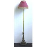 Vintage brass standard lamp and shade