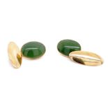 9ct rose gold and and nephrite jade cufflinks