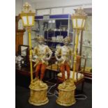 Pair of Venetian giltwood blackamoor lamps