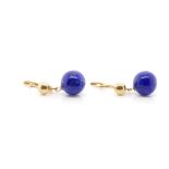 Lapis and yellow gold hanging earrings