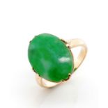 Jade and 9ct rose gold ring