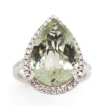 Prasiolite and diamond set 18ct white gold ring