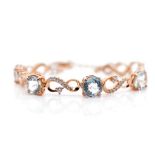 Aquamarine and rose gilt bracelet