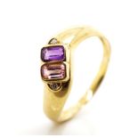 Amethyst, tourmaline, diamond and 18ct gold ring