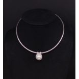 Pearl, diamond set 18ct gold pendant & necklace