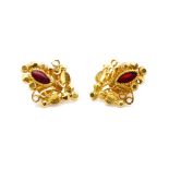 22ct yellow gold and red enamel stud earrings