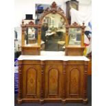 Edwardian walnut marble top sideboard