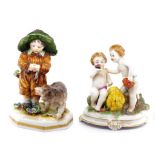 Antique German ceramic figure of Two Boys