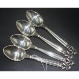 Set four Georg Jensen 'Acorn' teaspoons