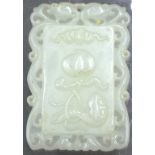 Chinese carved jade tablet pendant