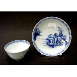 Antique Chinese export blue & white cup and saucer