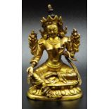 Oriental brass seated Buddha figure